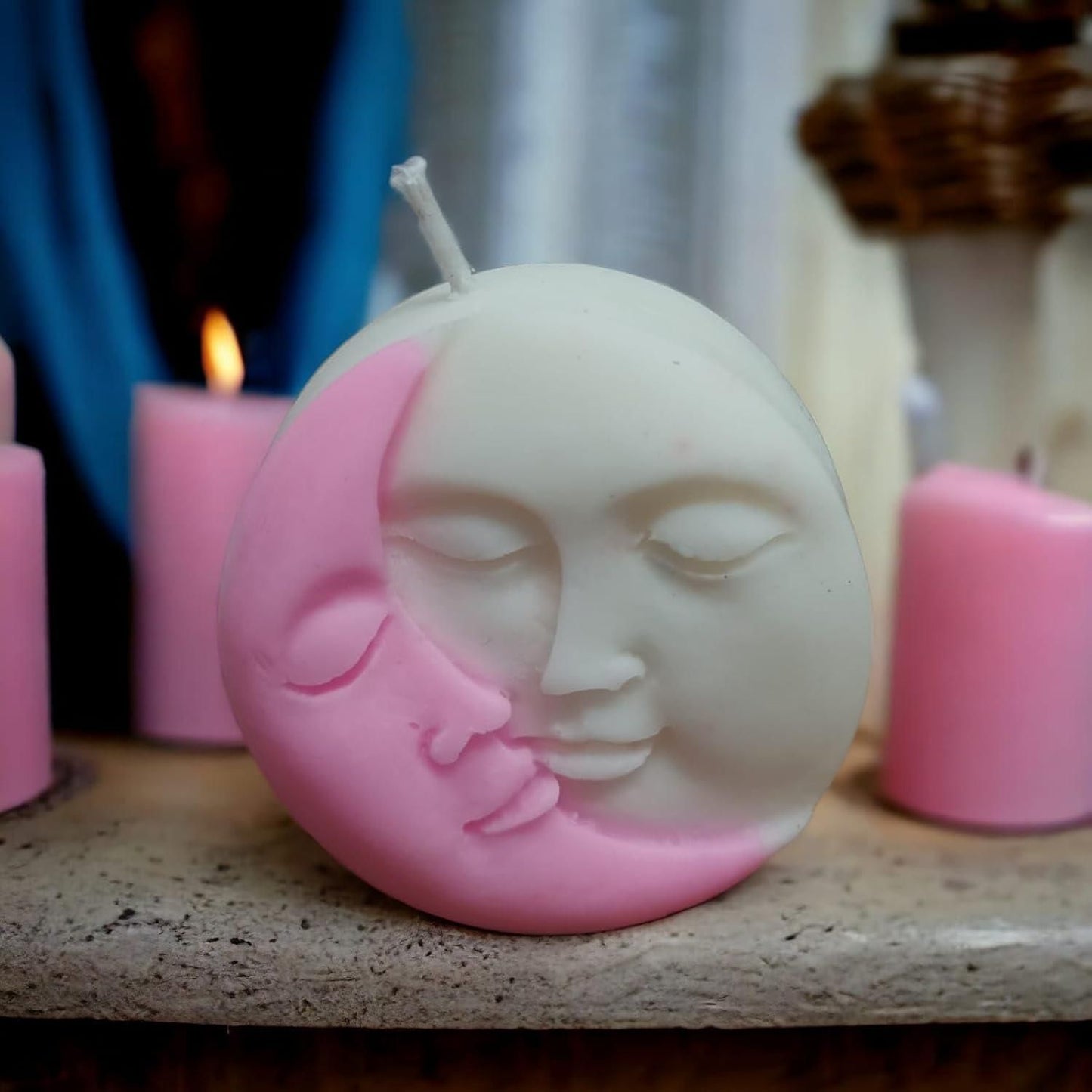 2 Pcs Sun Moon Double Shade Design Hand Poured Pure Soy Wax Scented Candle